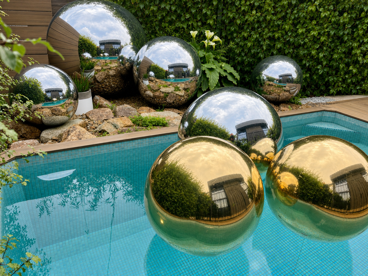 Silver mirror spheres studio
